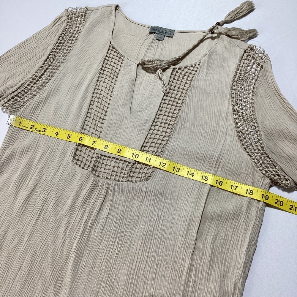 Joseph Beige/Taupe Crinkle Crochet Detail Blouse - Picture 9 of 10
